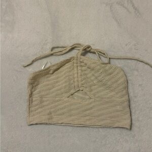 Beige Textured Halter Top